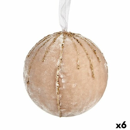 Lot de boules de Noël Polyester champagne 8 x 8 x 8 cm (6 Unités)