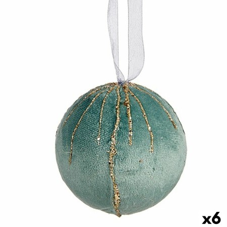 Set de Bolas de Navidad Poliéster Turquesa 8 x 8 x 8 cm (6 Unidades)