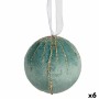 Lot de boules de Noël Polyester Turquoise 8 x 8 x 8 cm (6 Unités)