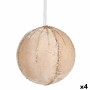 Lot de boules de Noël Polyester champagne 12 x 12 x 12 cm (4 Unités)