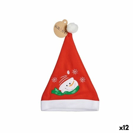 Bonnet de Père Noël Bonhomme de Neige Rouge 24 x 1 x 35 cm (12 Unités)