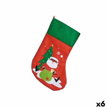 Décorations de Noël Chaussette de Noël Père Noël Rouge 26 x 0,5 x 41 cm (6 Unités)