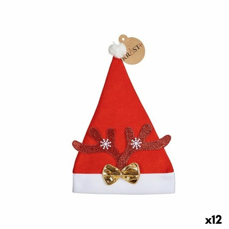 Bonnet de Père Noël Renne Rouge Doré 26 x 2 x 34 cm (12 Unités)