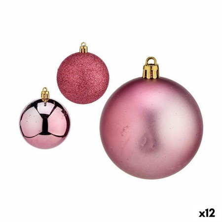 Set de Bolas de Navidad Rosa Plástico 6 x 7 x 6 cm (12 Unidades)