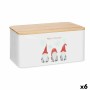 Corbeille à Pain Lutin Blanc Métal Bambou 18 x 13,5 x 33 cm (6 Unités)