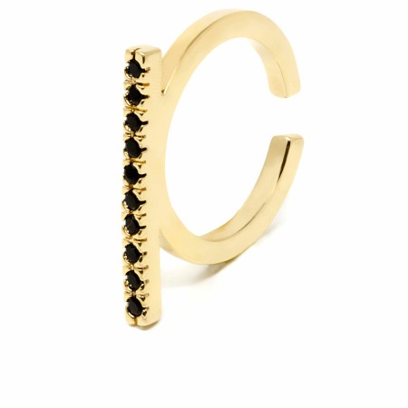 Anillo Mujer Shabama Manhattan Latón Bañado en oro Negro Ajustable