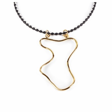 Collier Femme Shabama Malawi Laiton Baigné dans un éclair d'or Cuir 38 cm