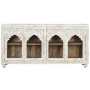 Buffet Home ESPRIT Blanc Verre Bois de manguier 204 x 43 x 101 cm