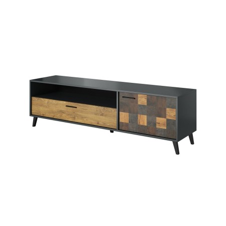 Mueble de TV Cama Meble RTV SOUL Marrón Negro Antracita Metal Aglomerado 177 x 52 x 45 cm