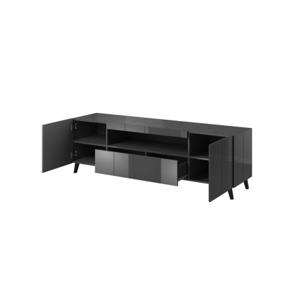 Mueble de TV Cama Meble REJA RTV GR Negro Grafito Laminado Plástico Madera MDF 184 x 57,5 x 45 cm