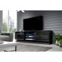 Mueble de TV Cama Meble QIU 200 CZARNY Negro Laminado Madera MDF 200 x 57 x 42 cm