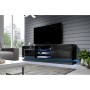 Mueble de TV Cama Meble QIU 200 CZARNY Negro Laminado Madera MDF 200 x 57 x 42 cm