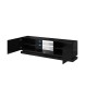 Mueble de TV Cama Meble QIU 200 CZARNY Negro Laminado Madera MDF 200 x 57 x 42 cm