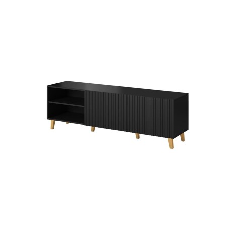 Meubles de télévision Cama Meble PAFOS RTV150 CZ Noir Or Plastique Bois MDF 150 x 52 x 42 cm