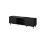 Mueble de TV Cama Meble PAFOS RTV150 CZ Negro Oro Plástico Madera MDF 150 x 52 x 42 cm