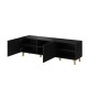 Mueble de TV Cama Meble PAFOS RTV150 CZ Negro Oro Plástico Madera MDF 150 x 52 x 42 cm