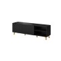 Mueble de TV Cama Meble PAFOS RTV150 CZ Negro Oro Plástico Madera MDF 150 x 52 x 42 cm