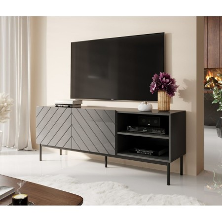 Mueble de TV Cama Meble ABETORTV15+ST G         Negro Grafito Madera MDF Aglomerado 150 x 60 x 42 cm