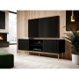 Meubles de télévision Cama Meble PAFOS TV15+S CZ Noir Or Laminé Contre-plaqué 150 x 60 x 40 cm