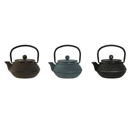 Théière Home ESPRIT Bleu Marron Noir Acier inoxydable Fer 400 ml (3 Unités)