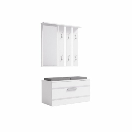 Meuble d'Entrée Top E Shop GAR OPAL BIEL Blanc Argenté Laminé ABS