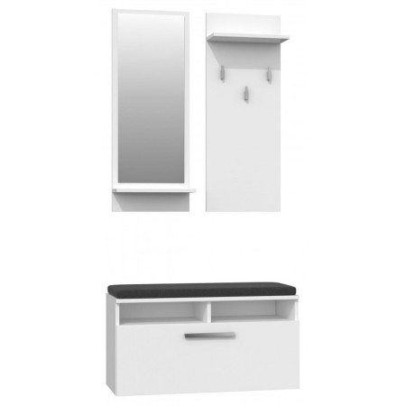 Meuble d'Entrée Top E Shop GAR RIVA BIEL Laminé ABS Blanc Argenté