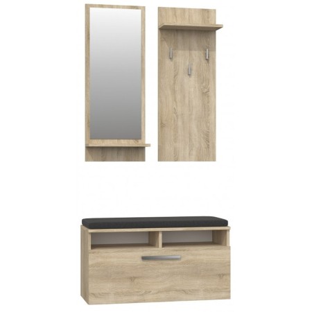 Meuble d'Entrée Top E Shop GAR RIVA SONOMA Laminé Plastique Argenté Chêne