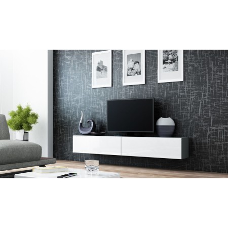 Mesa para Televisión Cama Meble RTV VIGO180 s/b Blanco Gris Laminado Madera MDF Aglomerado 180 x 30 x 40 cm