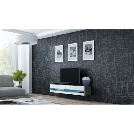 Mesa para Televisión Cama Meble RTVVIGO140N S/B 30 x 40 x 140 cm Blanco Gris Laminado Madera MDF Aglomerado