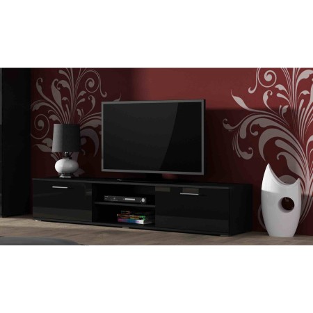 Table de télévision Cama Meble SOHORTV180CZ/CZ Noir Argenté 180 x 37 x 43 cm