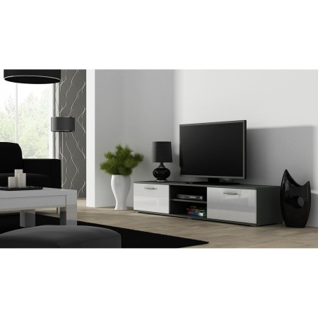 Meubles de télévision Cama Meble SOHORTV180SZ/BI Blanc Gris Argenté Laminé Plastique Bois MDF Contre-plaqué 180 x 37 x 43 c