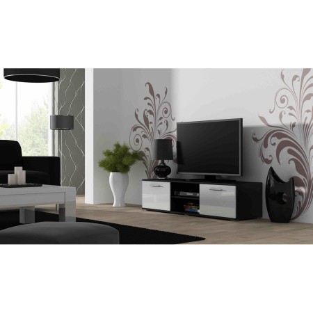 Mesa para Televisión Cama Meble SOHORTV140CZ/BI Blanco Negro Plateado 140 x 37 x 43 cm