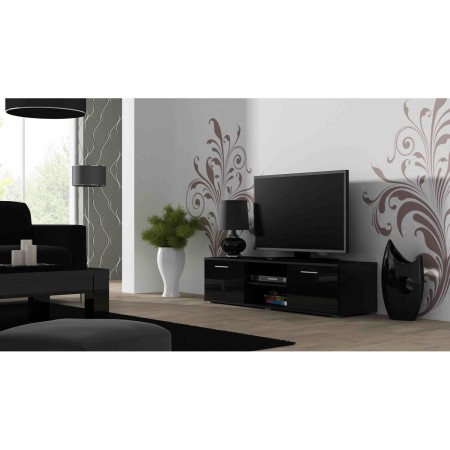 Table de télévision Cama Meble SOHORTV140CZ/CZ Noir Argenté 140 x 37 x 43 cm