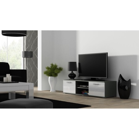 Mesa para Televisión Cama Meble SOHORTV140SZ/BI Blanco Gris Plateado 140 x 37 x 43 cm