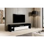 Mesa para Televisión Cama Meble TORO200 CZ/BI 35 x 41 x 200 cm Blanco Negro Transparente Vidrio Laminado Madera MDF Aglomerado