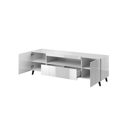 Table de télévision Cama Meble REJA RTV BI           Blanc Noir Laminé Plastique Bois MDF 184 x 57,5 x 45 cm