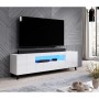 Table de télévision Cama Meble REJA RTV BI           Blanc Noir Laminé Plastique Bois MDF 184 x 57,5 x 45 cm