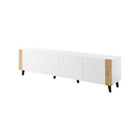 Mesa para Televisión Cama Meble RTV FARO madera de roble Blanco Negro 200 x 52 x 42 cm