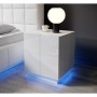 Mesita de Noche Cama Meble REJA SZF BI Blanco Plástico Madera MDF Aglomerado