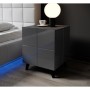 Table de Nuit Cama Meble REJA SZF GR Noir Graphite Plastique Bois MDF Contre-plaqué