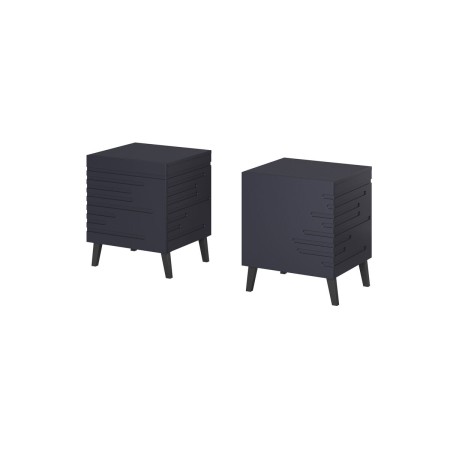 Mesita de Noche Cama Meble NOVA Azul marino Plástico Madera MDF