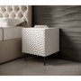 Mesita de Noche Cama Meble HOLE Blanco Negro Metal Madera MDF