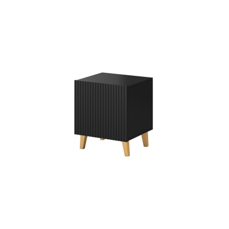 Mesita de Noche Cama Meble PAFOS Negro Dorado Plástico Madera MDF