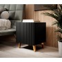 Mesita de Noche Cama Meble PAFOS Negro Dorado Plástico Madera MDF