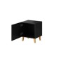Mesita de Noche Cama Meble PAFOS Negro Dorado Plástico Madera MDF