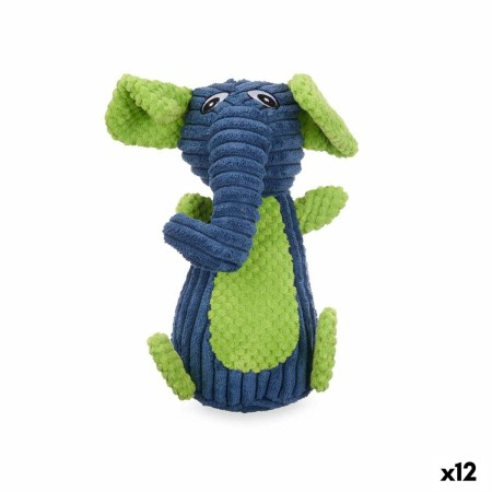 Jouet pour chien Jouet Peluche Eléphant avec son Bleu Vert 28 x 14 x 17 cm (12 Unités)