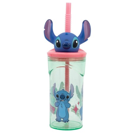 Verre avec Paille Stitch Flowers 3D 360 ml
