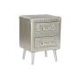 Mesita de Noche Home ESPRIT Plateado Metal Madera MDF 46 x 39 x 63 cm