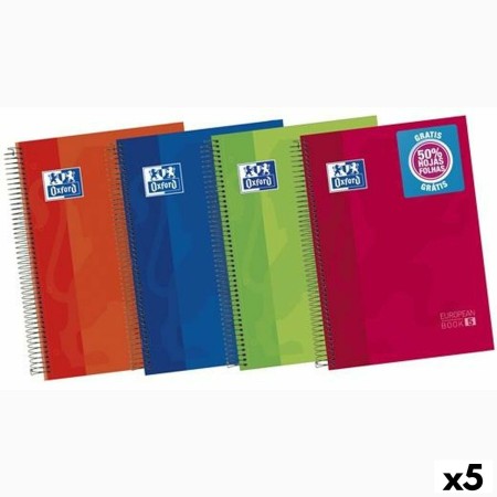 Cuaderno Oxford Multicolor A4 120 Hojas (5 Unidades)