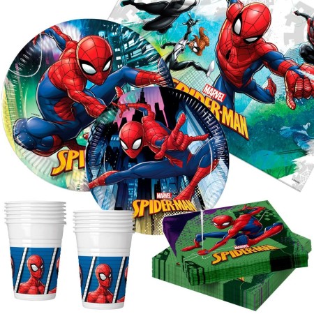 Set d'articles de fête Spiderman Happy Deluxe 89 Pièces